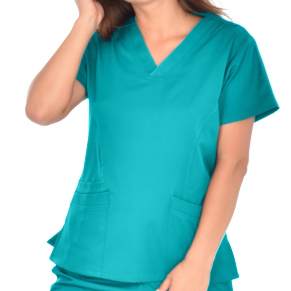 Mini Marilyn Teal 4 Way Stretch Scrub Top XS-XXL - Picture 4 of 6